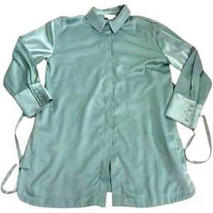 House of Harlow 1960 Sage Satin Mini Shirt Dress size Medium